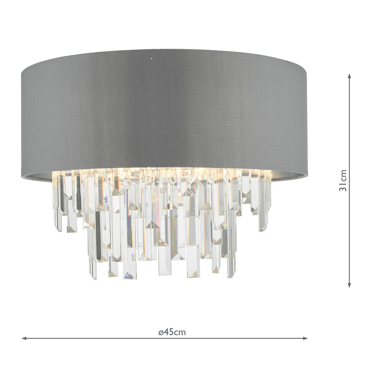 Dar Halle 4 Light Flush Grey Shade Crystal