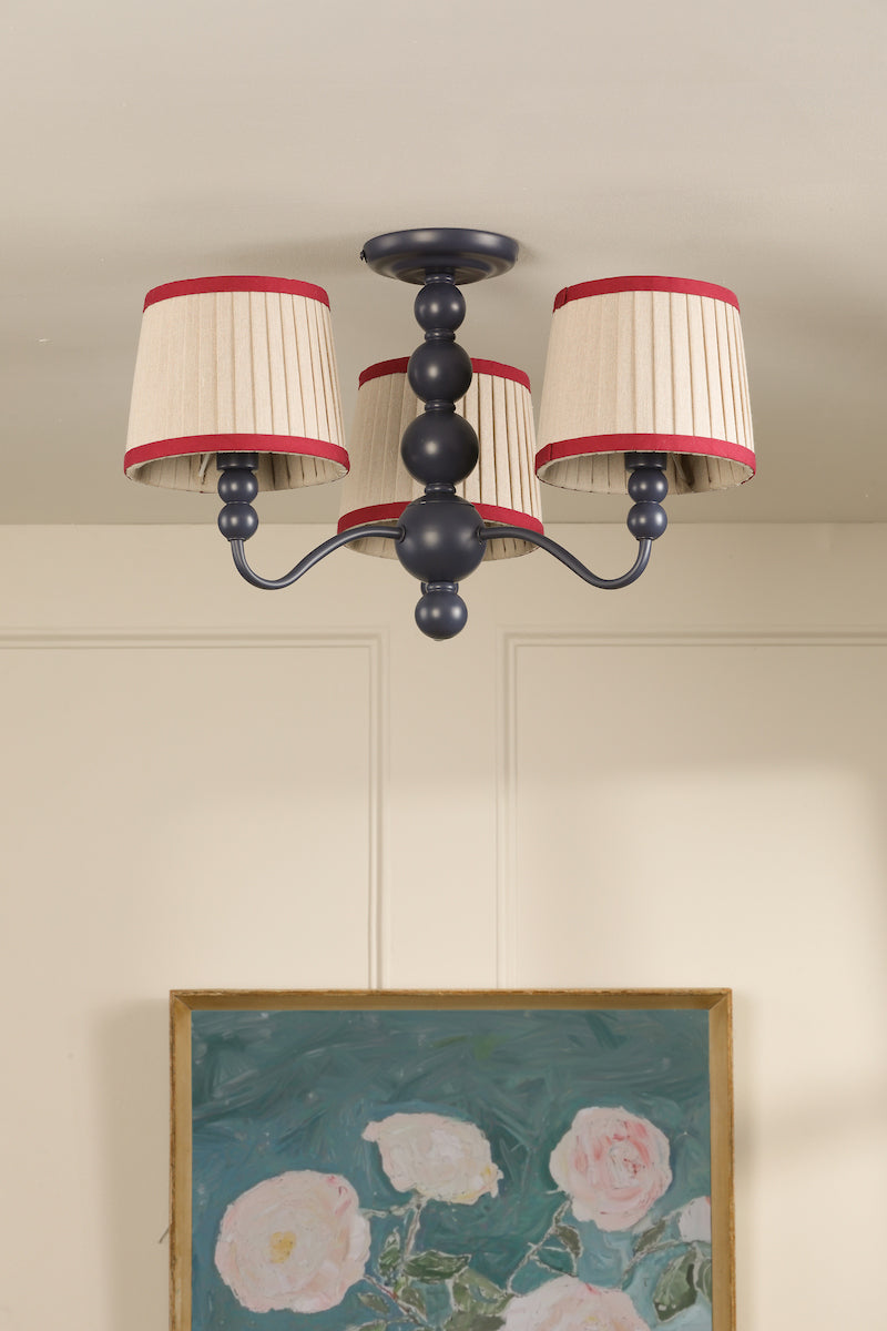 Joules Harewood 3 Light Semi-Flush Matt Blue With Shade