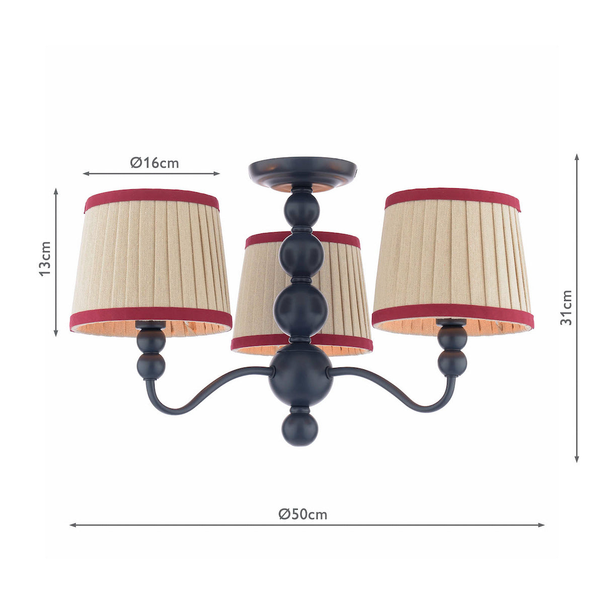 Joules Harewood 3 Light Semi-Flush Matt Blue With Shade