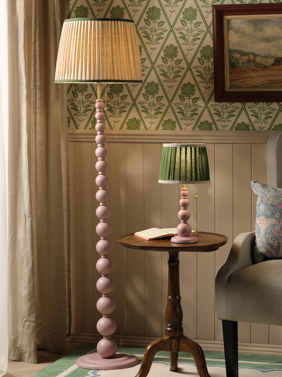 Joules Harewood Table Lamp Matt Pink With Green Shade