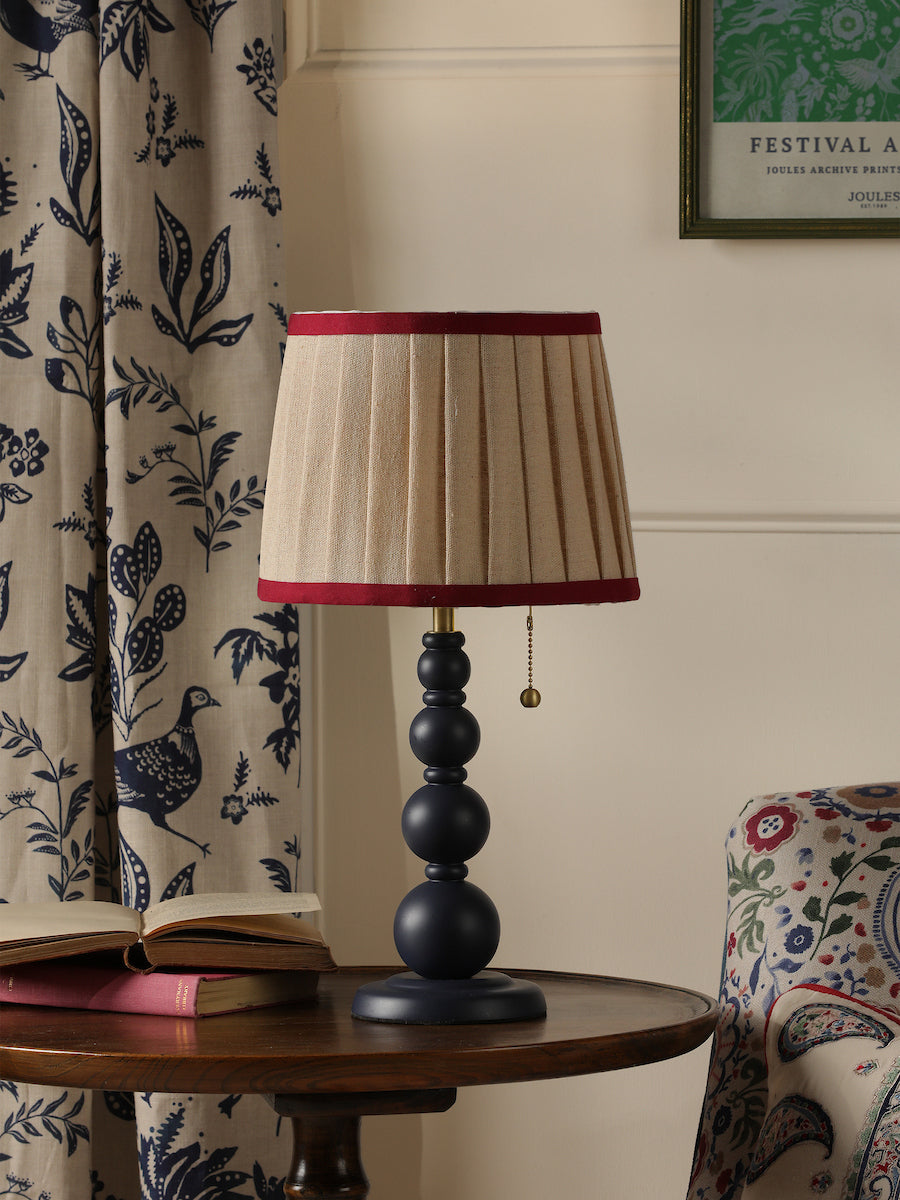 Joules Harewood Table Lamp Matt Blue With Natural Shade