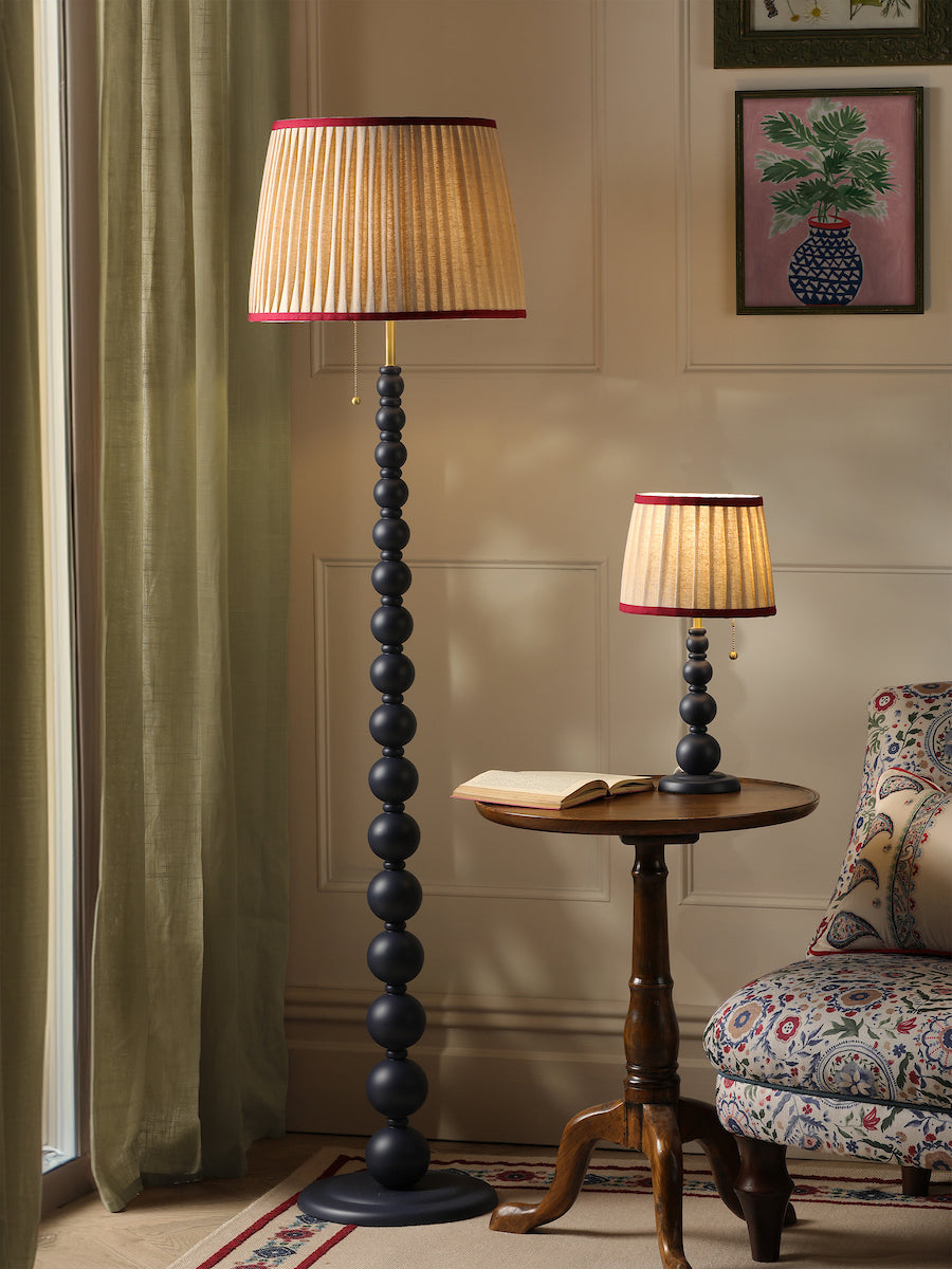 Joules Harewood Table Lamp Matt Blue With Natural Shade
