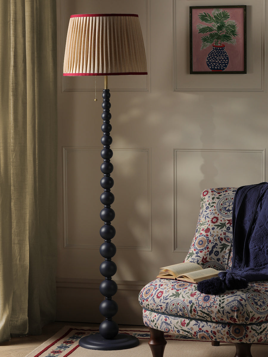 Joules Harewood Floor Lamp Matt Blue With Natural Shade