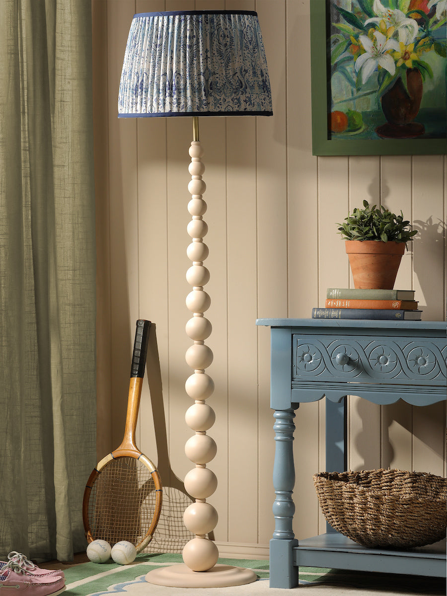 Joules Harewood Floor Lamp Matt Cream With Blue Shade