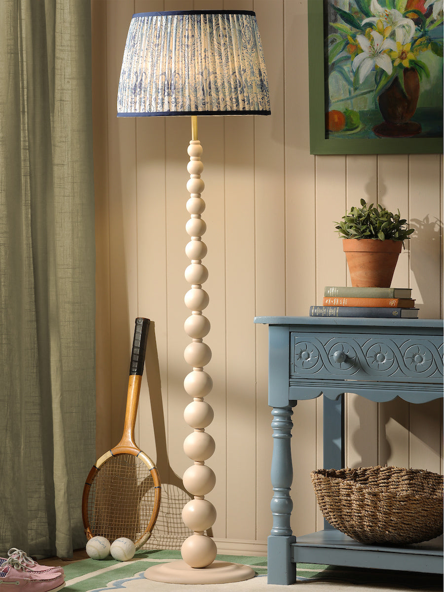 Joules Harewood Floor Lamp Matt Cream With Blue Shade