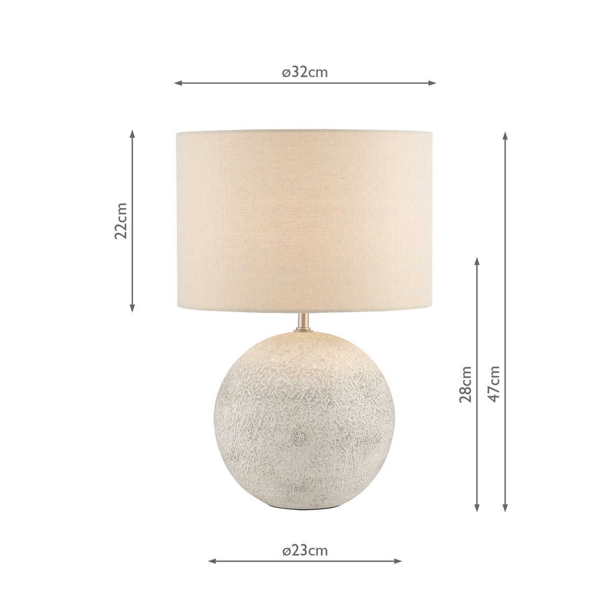 Dar Havana Small Table Lamp Natural Ceramic and Satin Nickel With Linen Shade
