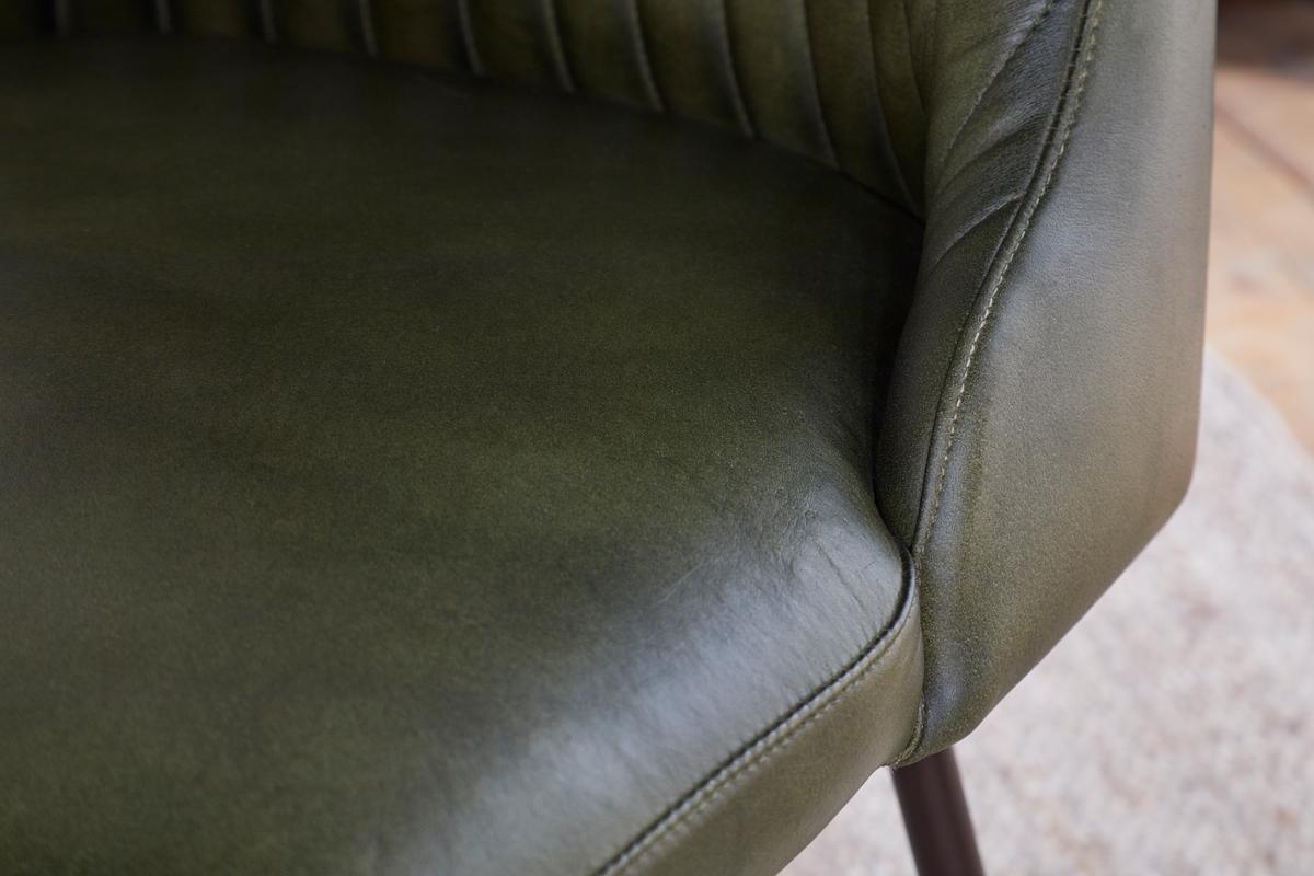 Nkuku Harsha Leather Dining Chair Rich Green
