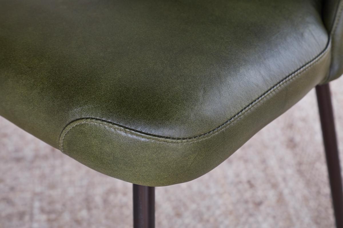 Nkuku Harsha Leather Dining Chair Rich Green