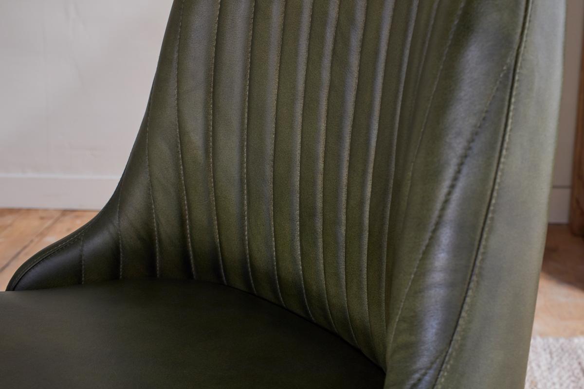 Nkuku Harsha Leather Dining Chair Rich Green