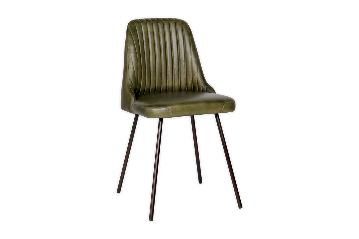 Nkuku Harsha Leather Dining Chair Rich Green