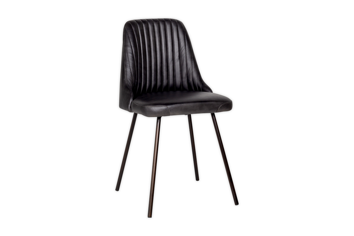 Nkuku Harsha Leather Dining Chair Aged Black
