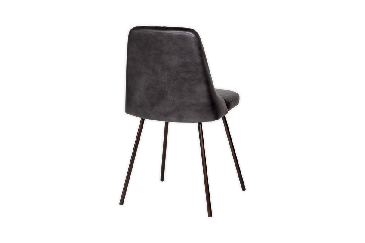 Nkuku Harsha Leather Dining Chair Aged Black