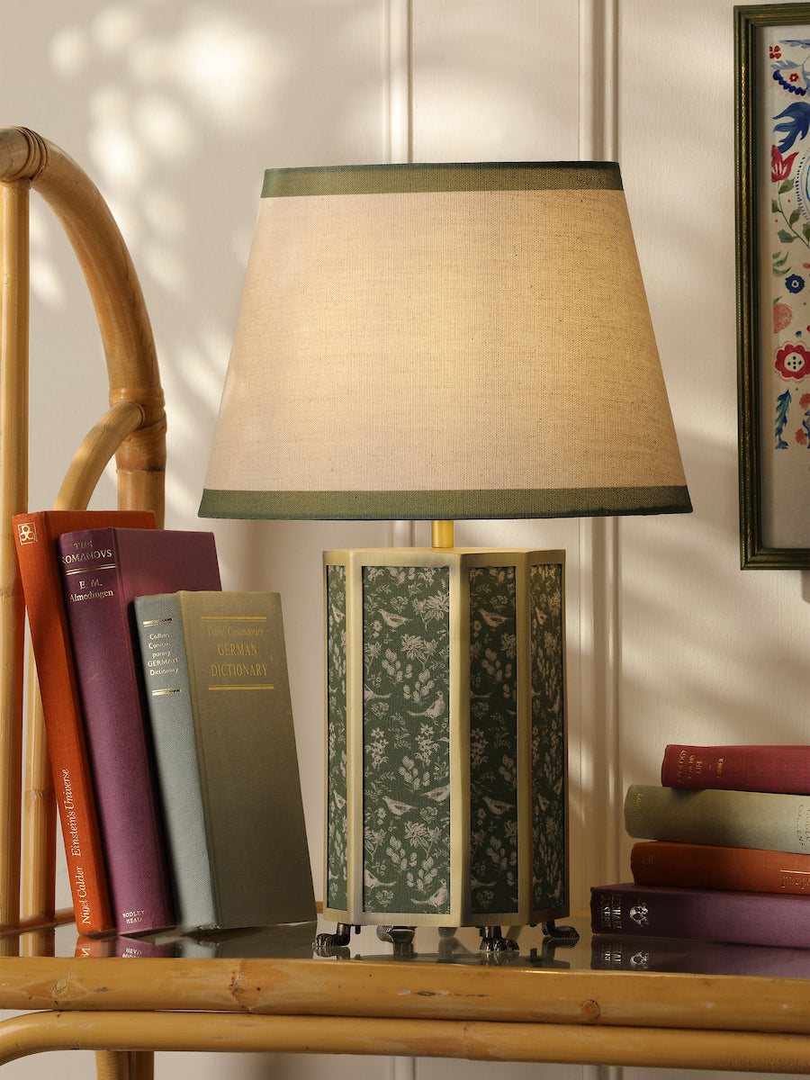 Joules Helmingham Table Lamp Green Birds With Shade