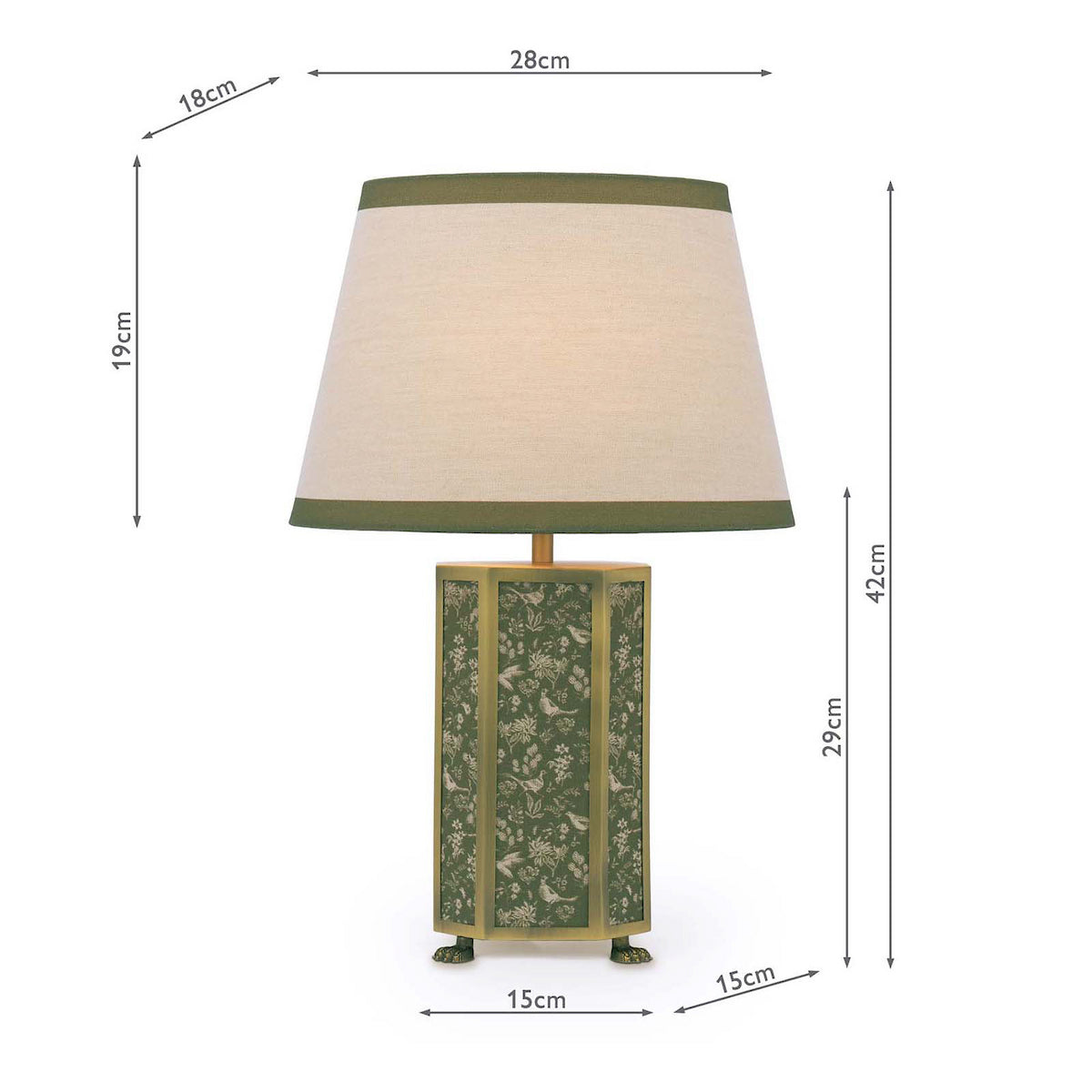 Joules Helmingham Table Lamp Green Birds With Shade