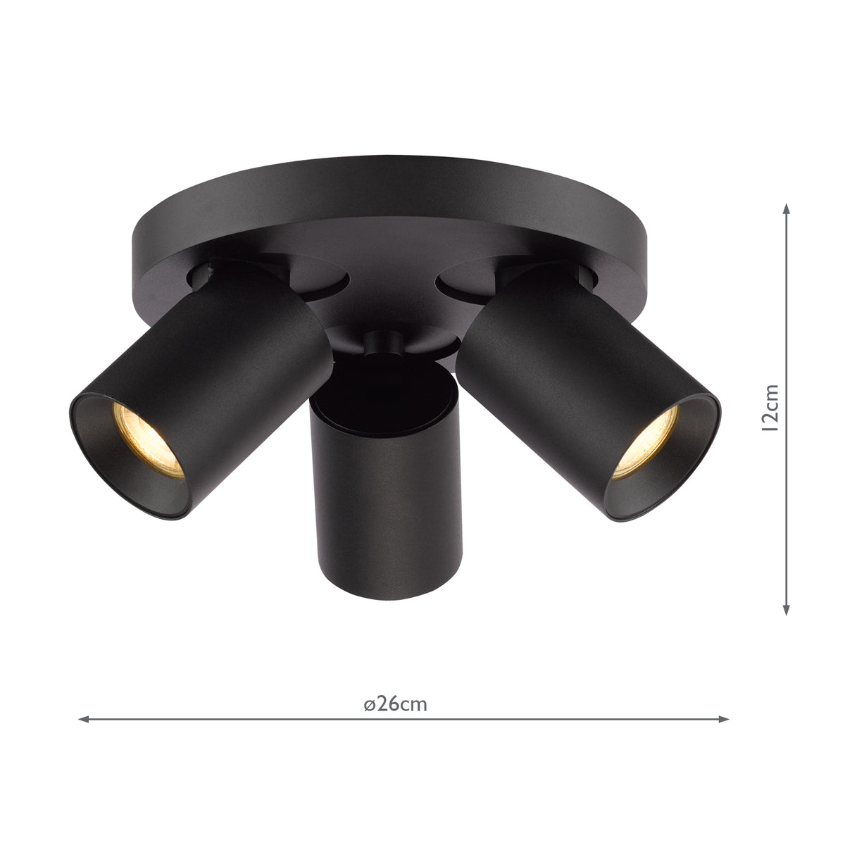 Dar Hiro 3 Light Plate Spotlight Matt Black