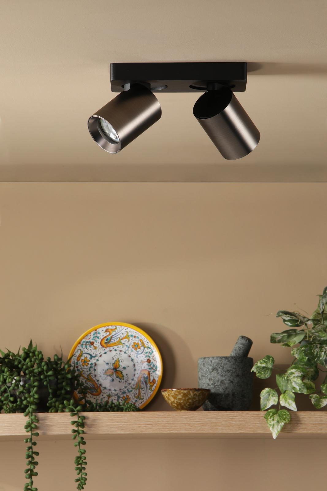 Dar Hiro 2 Light Bar Spotlight Satin Bronze and Matt Black