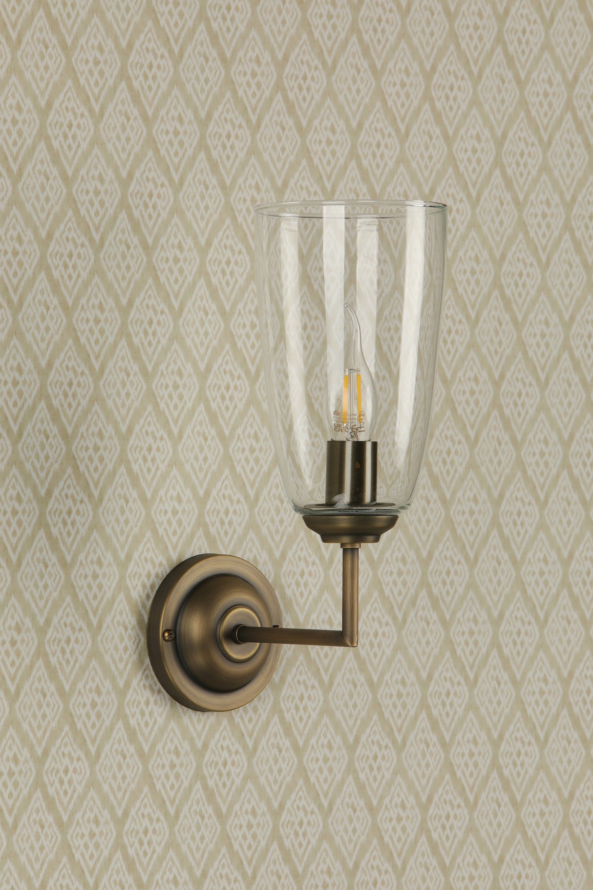 David Hunt Houston Wall Light Antique Brass and Glass