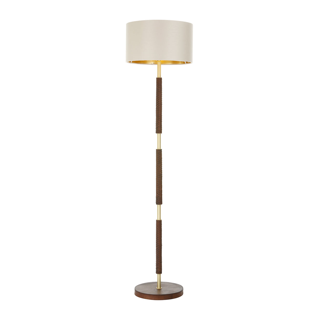 David Hunt Hunter Floor Lamp Butter Brass and Leather Effect Base Only
