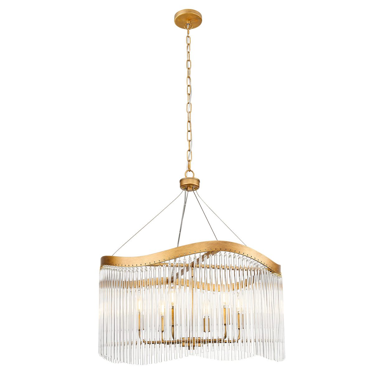 Franklite Harp 6lt Pendant Chandelier in Aged Brass