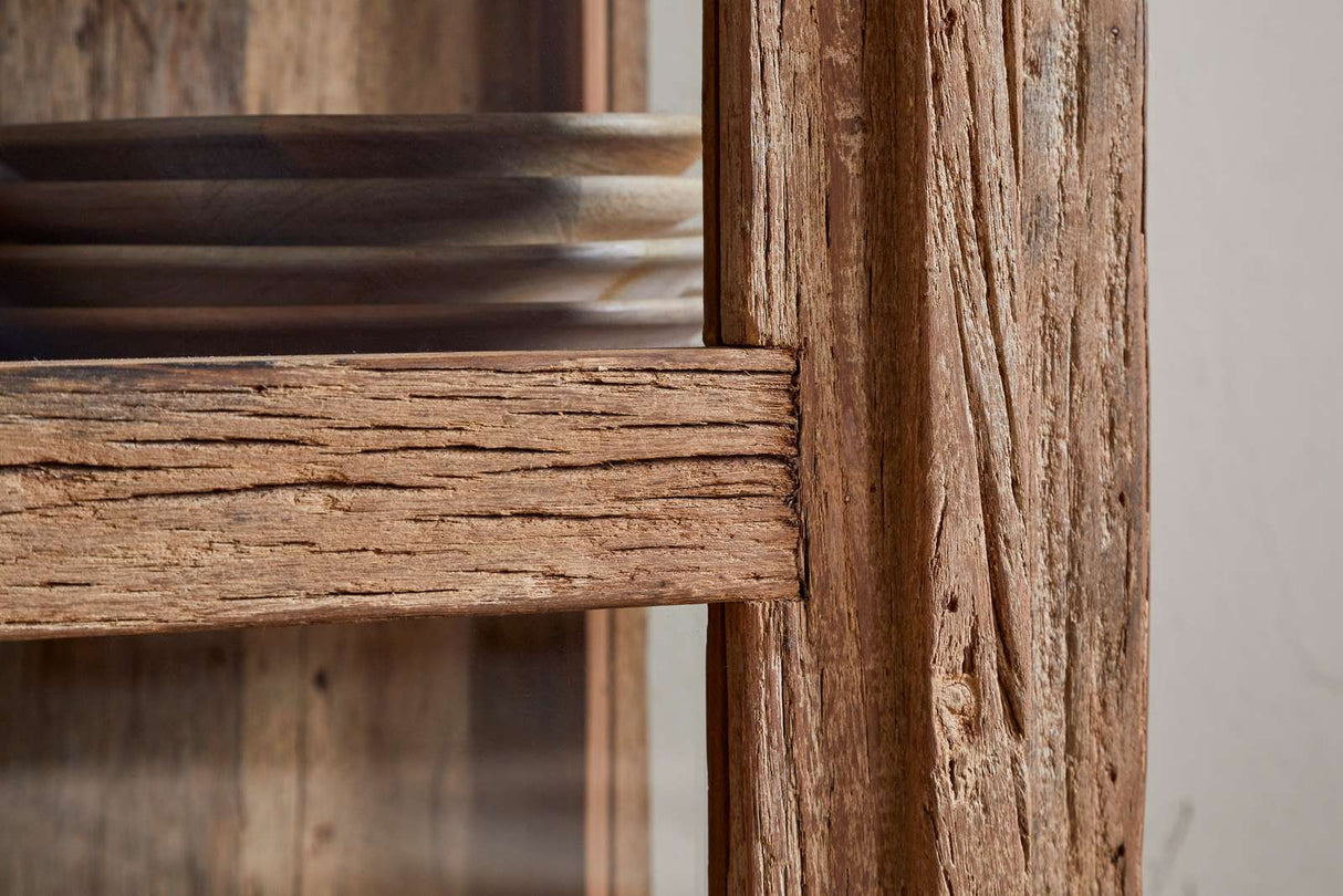 Nkuku Ibo Reclaimed Wood & Glass Cabinet Natural Tall