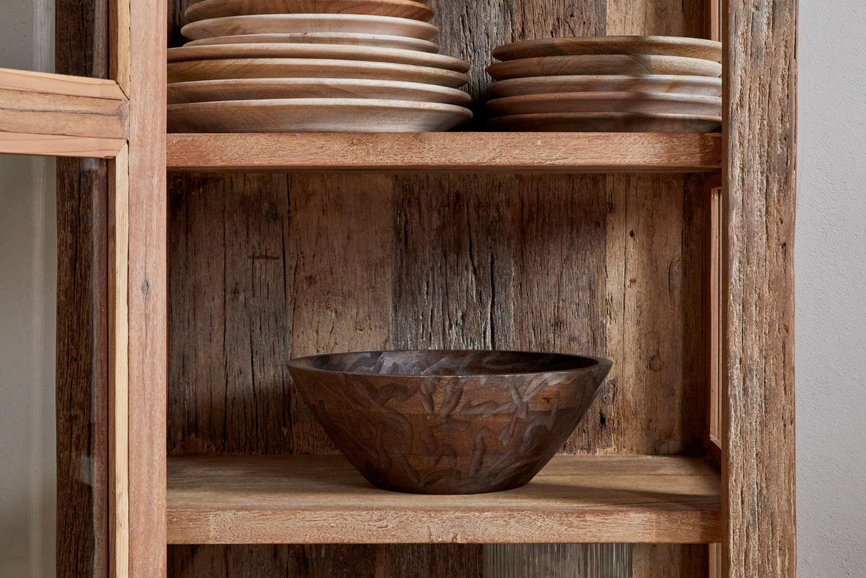 Nkuku Ibo Reclaimed Wood & Glass Cabinet Natural Tall