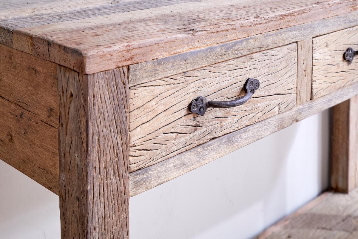 Nkuku Ibo Reclaimed Wood 3 Drawer Console Table Natural