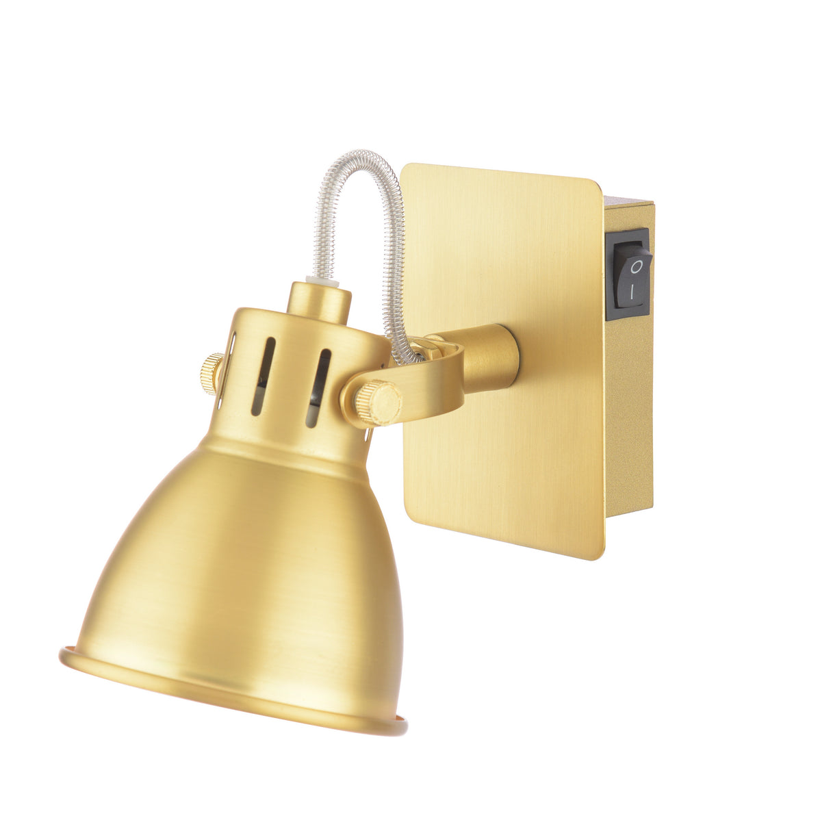 Modern gold metal wall sconce spotlight with adjustable shade and on/off switch