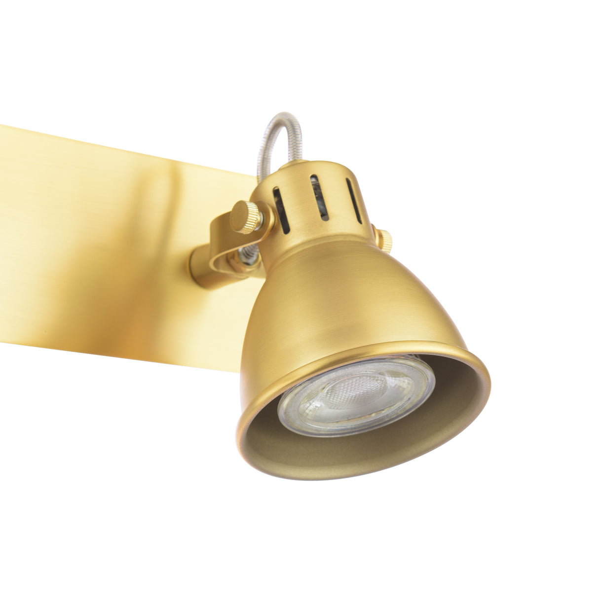 Gold adjustable spotlight wall lamp with metal shade and sleek design
