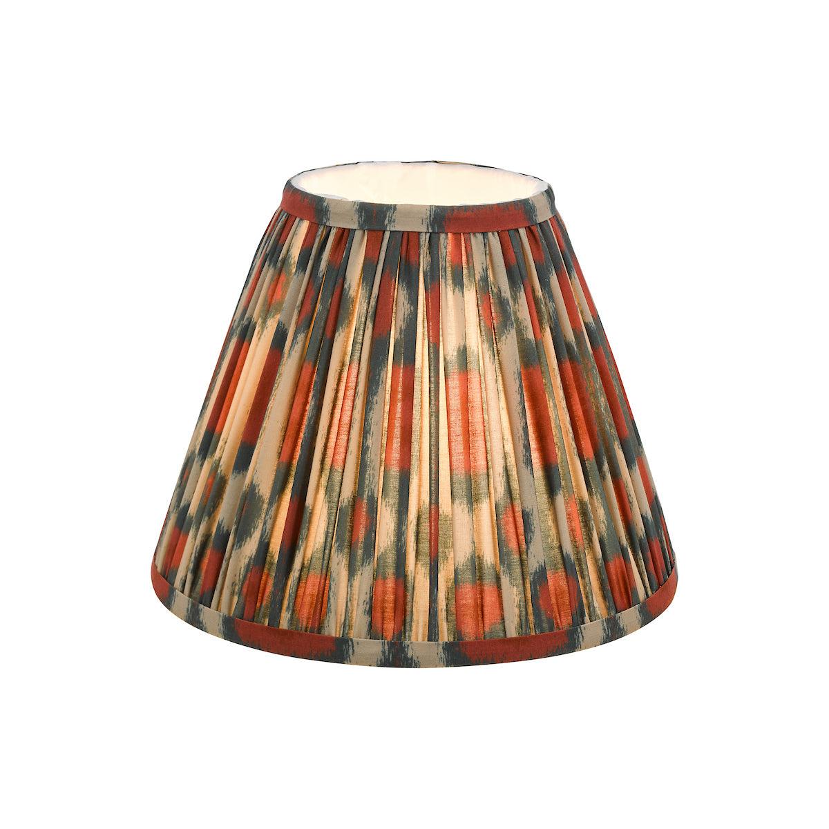 Dar Ikat Red and Green Cotton Tapered drum Shade 25cm