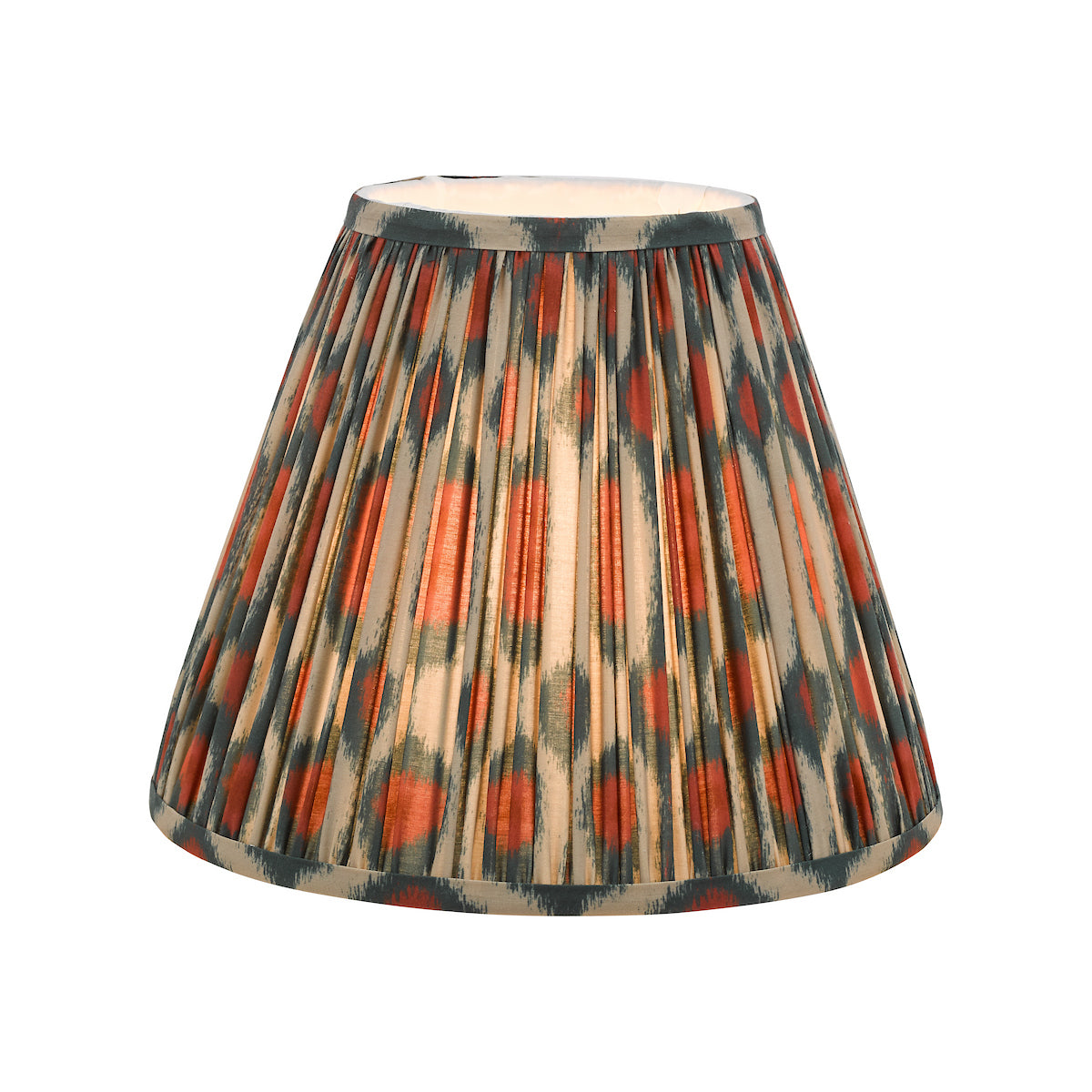 Dar Ikat Red and Green Cotton Tapered drum Shade 30cm