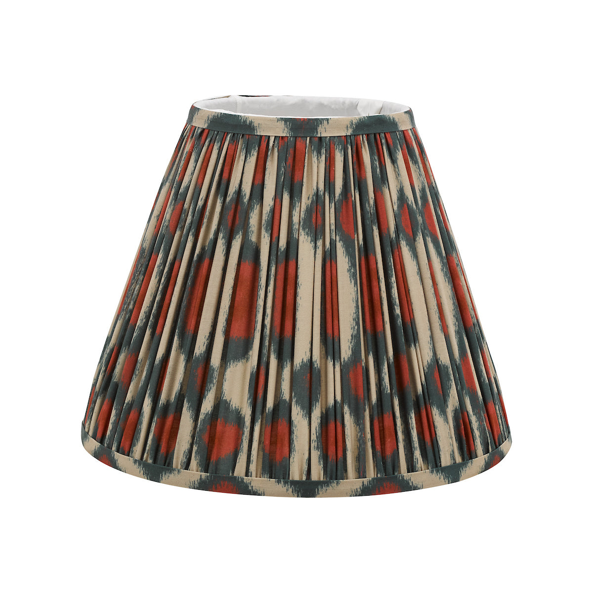 Dar Ikat Red and Green Cotton Tapered drum Shade 30cm
