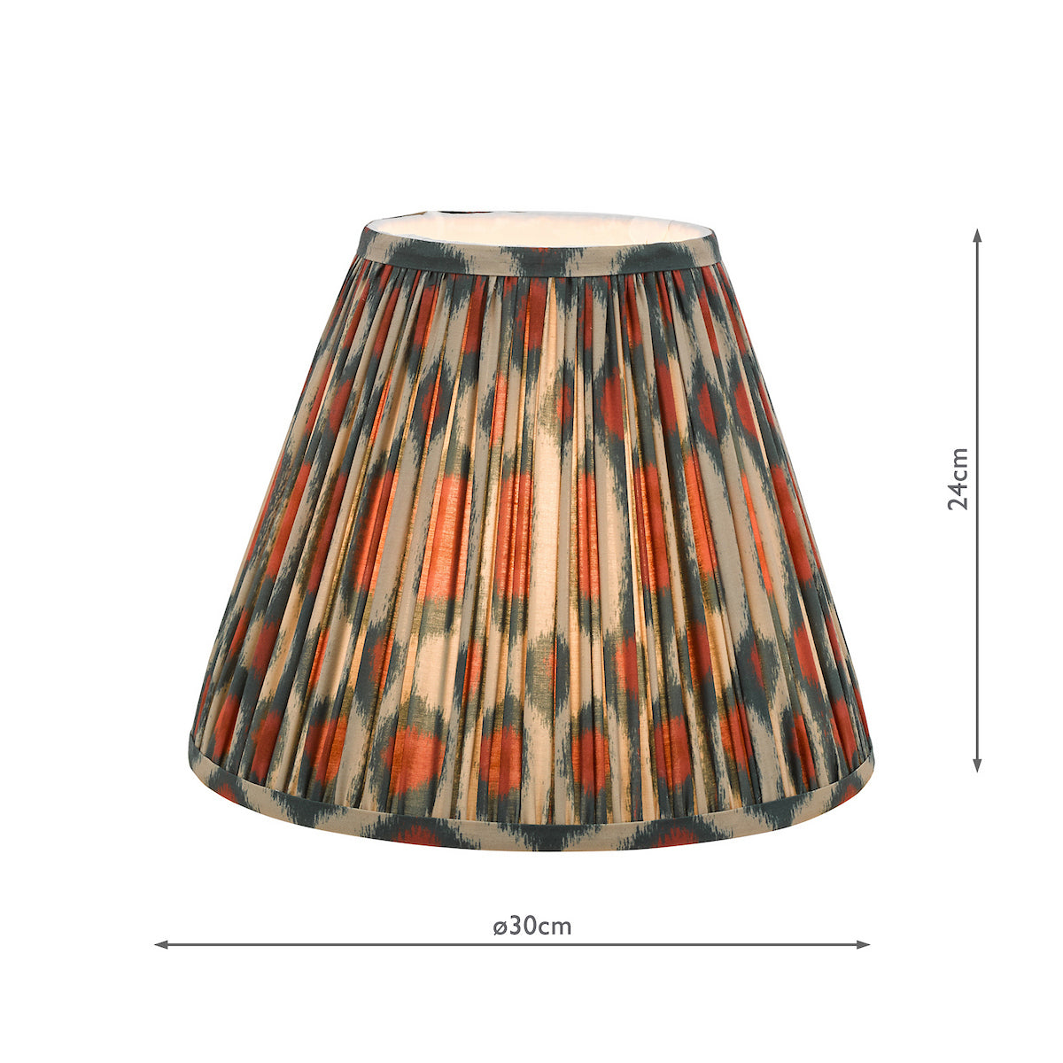 Dar Ikat Red and Green Cotton Tapered drum Shade 30cm