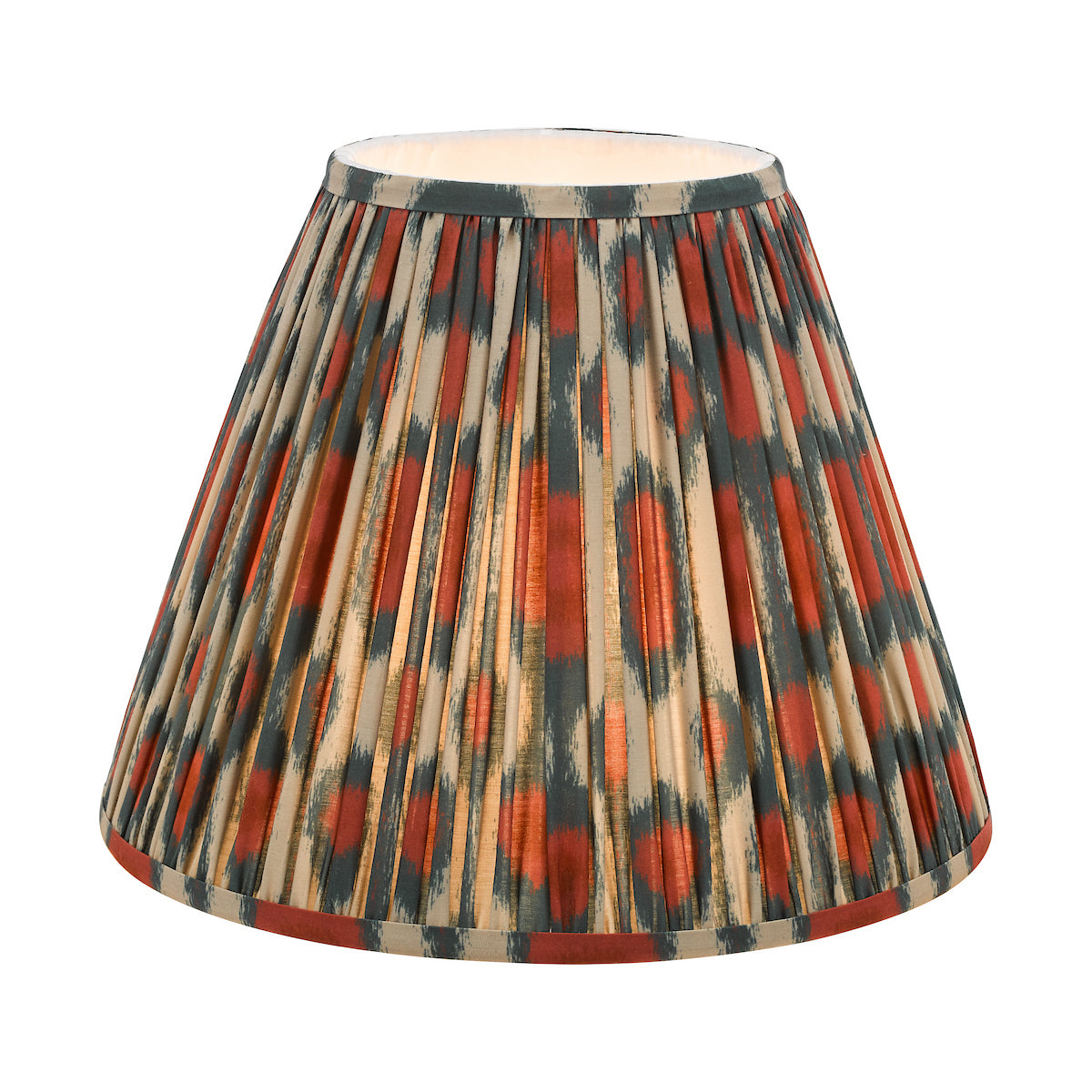 Dar Ikat Red and Green Cotton Tapered drum Shade 35cm