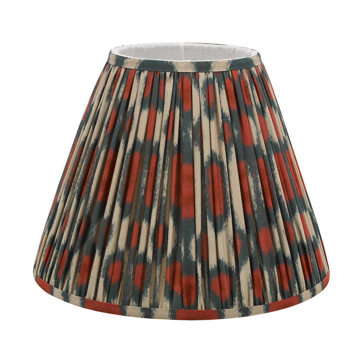 Dar Ikat Red and Green Cotton Tapered drum Shade 35cm