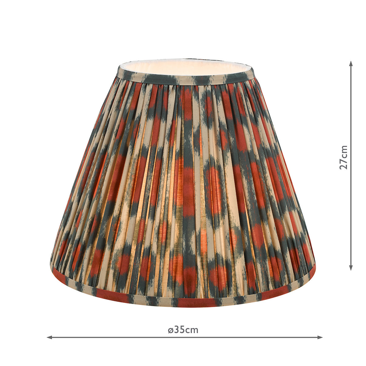 Dar Ikat Red and Green Cotton Tapered drum Shade 35cm