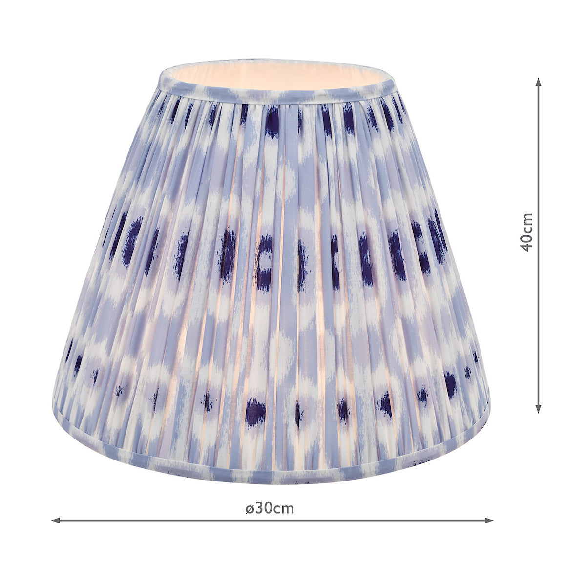 Dar Ikat Blue and White Cotton Tapered drum Shade 40cm