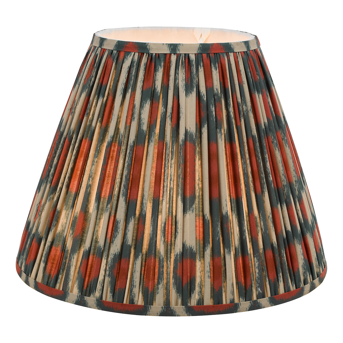 Dar Ikat Red and Green Cotton Tapered drum Shade 40cm