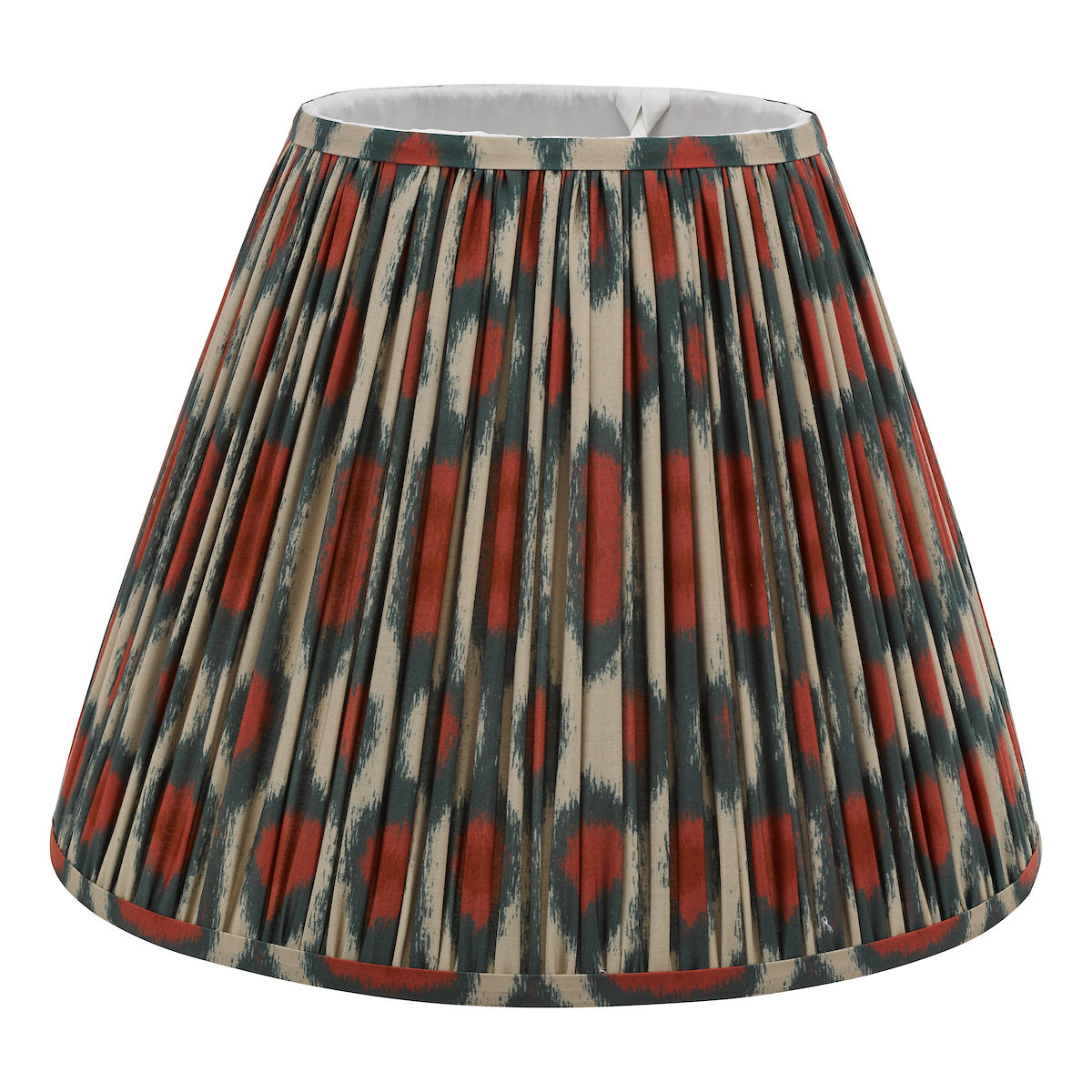 Dar Ikat Red and Green Cotton Tapered drum Shade 40cm