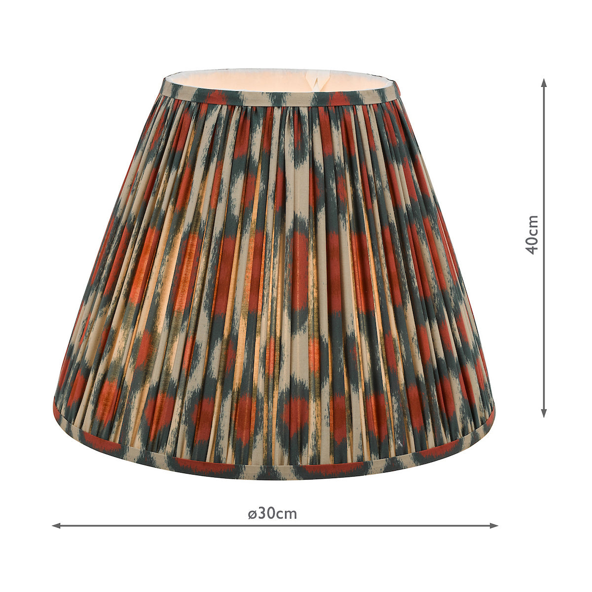 Dar Ikat Red and Green Cotton Tapered drum Shade 40cm