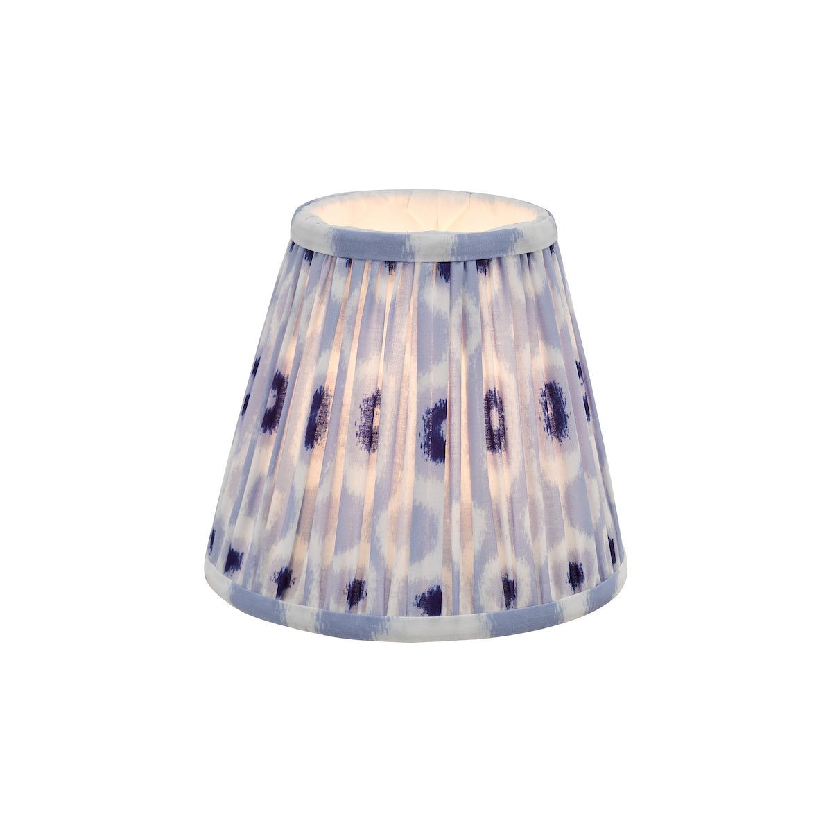 Dar Ikat Blue and White Cotton Tapered drum Shade 15cm