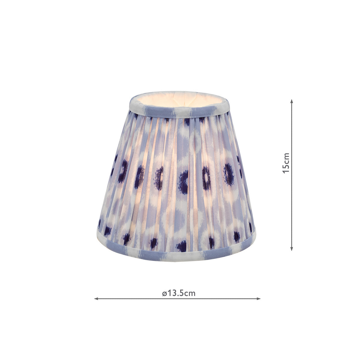 Dar Ikat Blue and White Cotton Tapered drum Shade 15cm