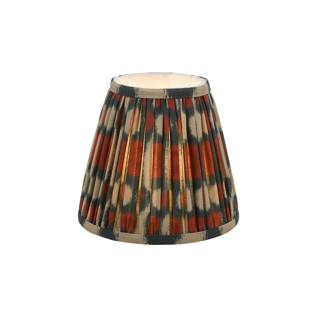 Dar Ikat Red and Green Cotton Tapered drum Shade 15cm