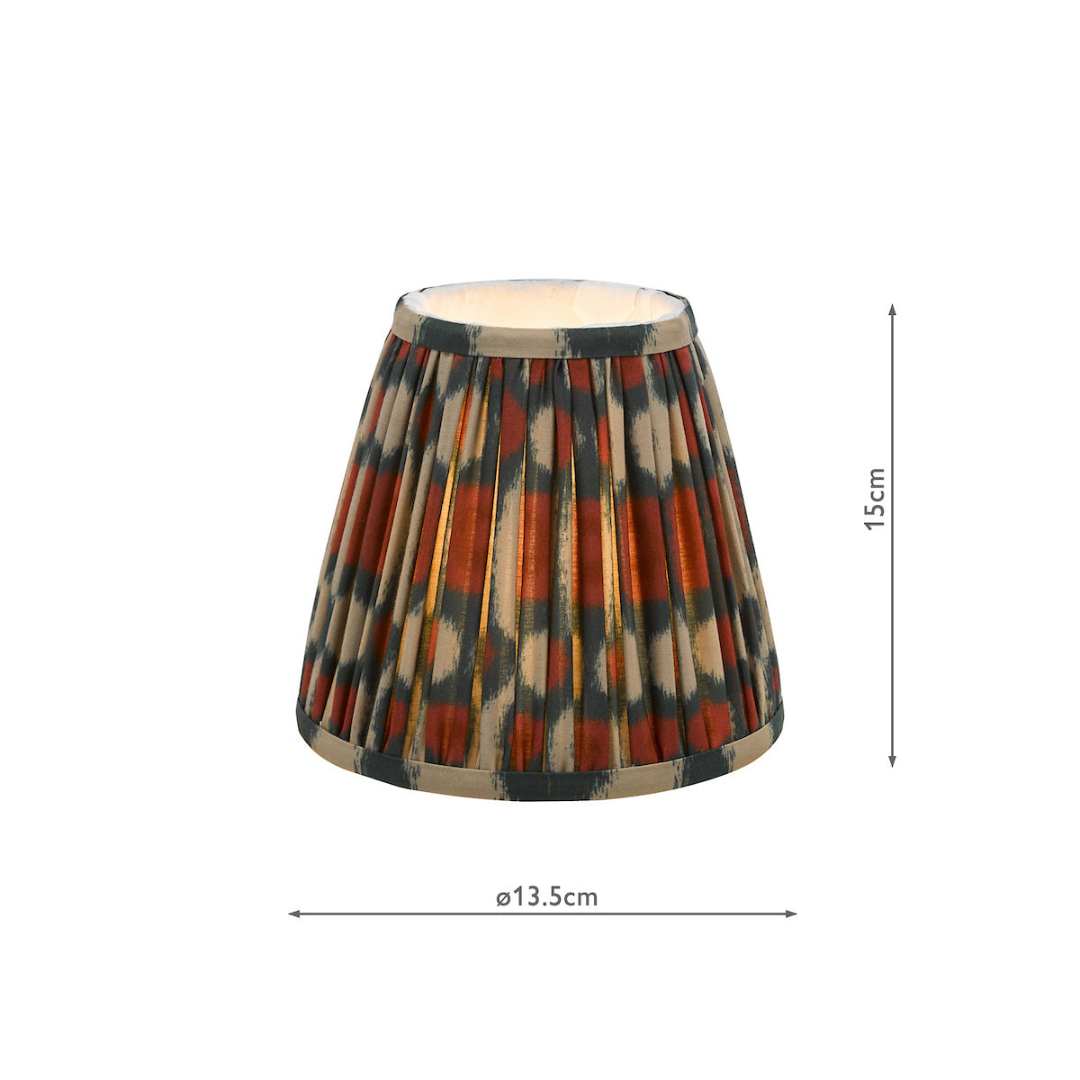 Dar Ikat Red and Green Cotton Tapered drum Shade 15cm