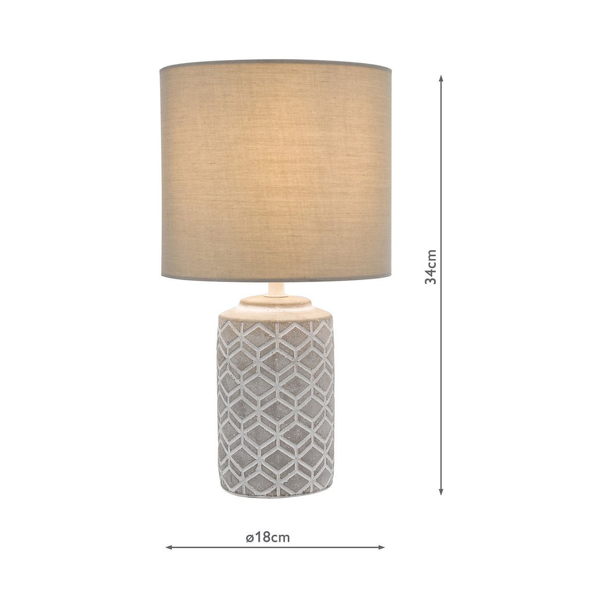 Dar Ilona Ceramic Table Lamp Grey With Shade