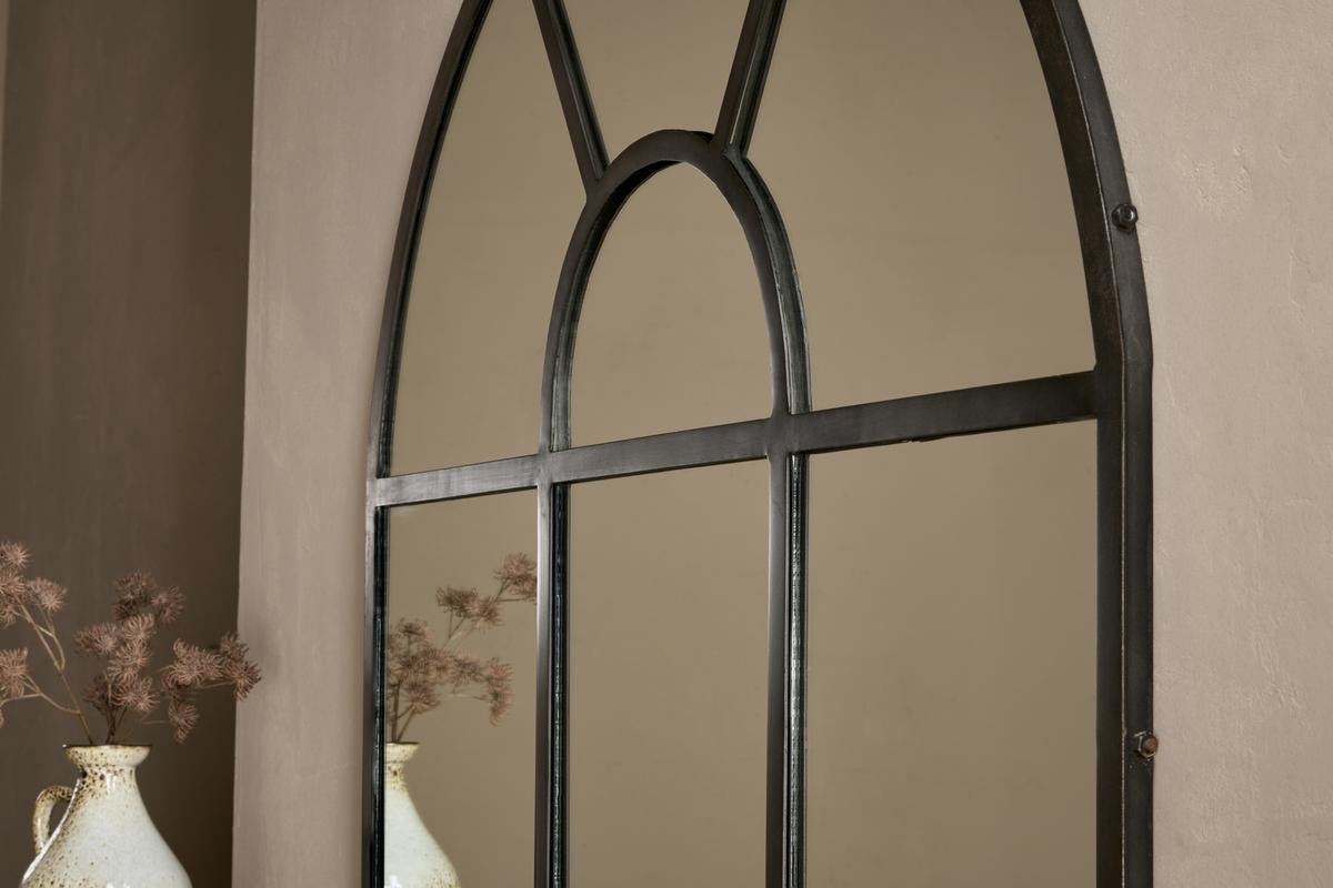 Nkuku Imoma Iron Overmantle Arch Mirror Black