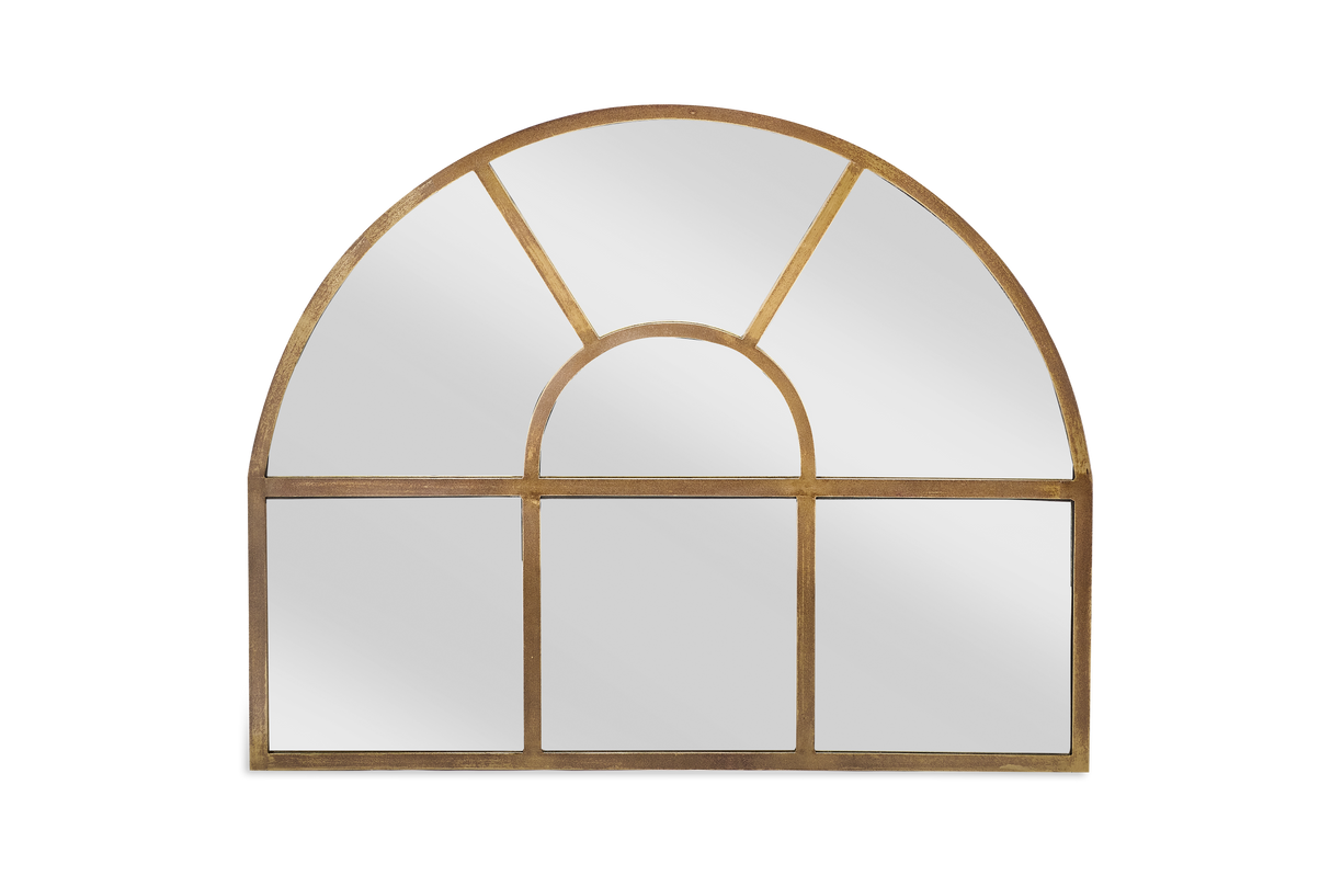 Nkuku Imoma Iron Overmantel Arch Mirror Brass