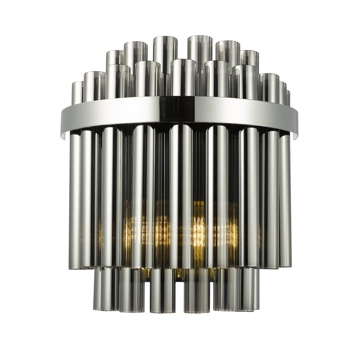 Dar Imani 2 Light Wall Light Polished Chrome and Smoked Ribbed Glass