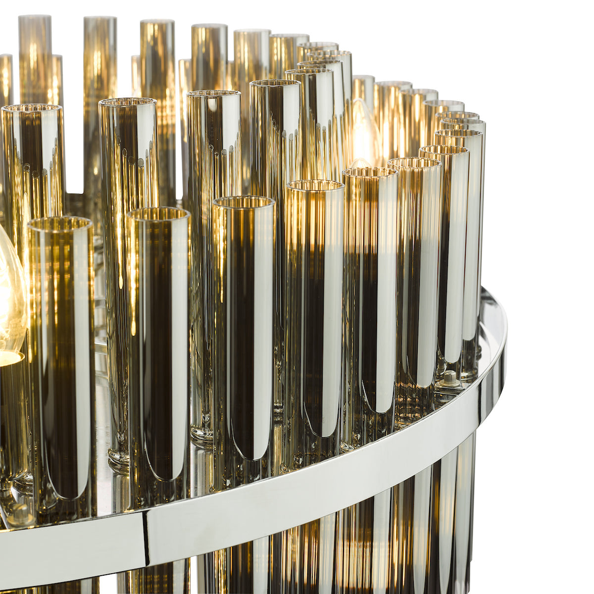 Dar Imani 16 Light Pendant Polished Chrome and Smoked Ribbed Glass