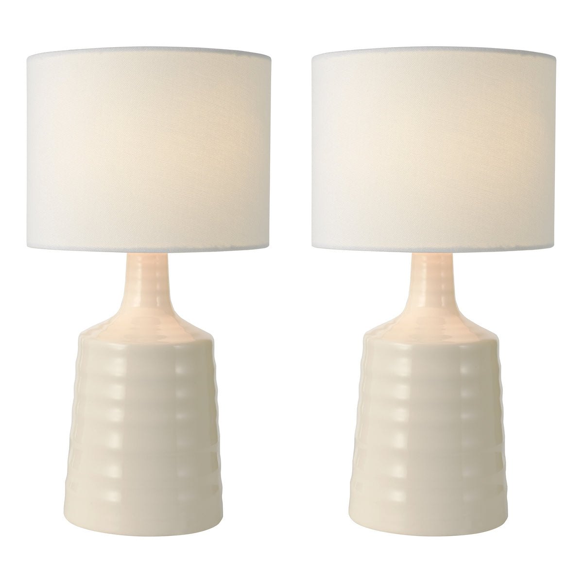Dar Inci Table Lamp Cream With Shade Twin Pack