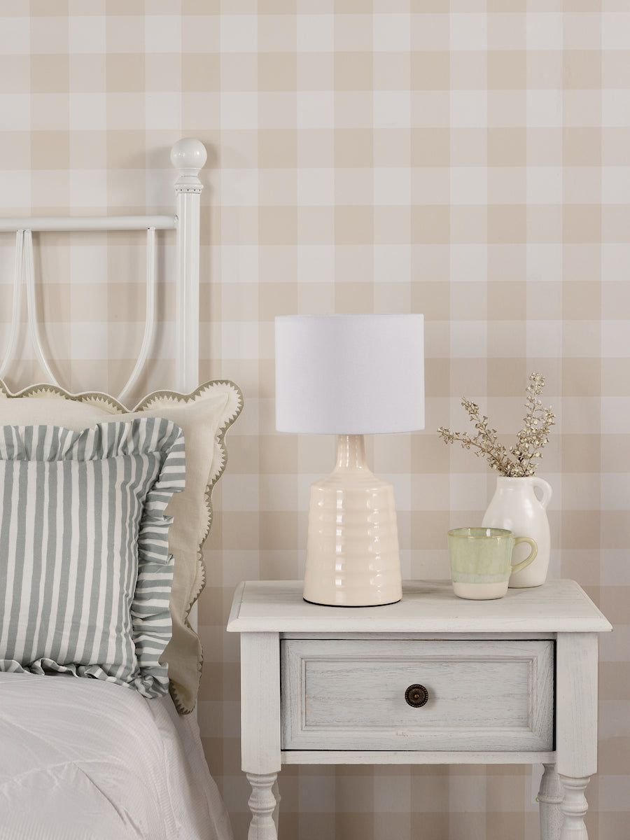 Dar Inci Table Lamp Cream With Shade Twin Pack